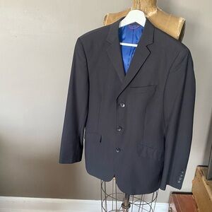 Men’s Tailored Gray Pinstripe Blazer Sport Coat Blue Lining 3 Button XS/S